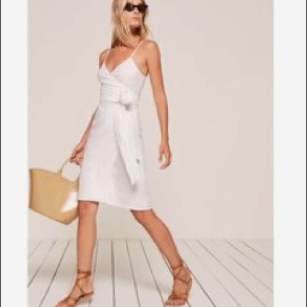 NWOT Reformation Lucilia Linen Wrap Midi Dress